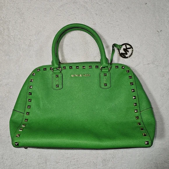 Michael Kors Green Studded Women's Bag - Picture 1 of 16